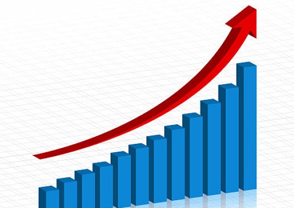 Business growth chart isolated on white backgrond